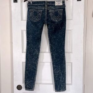 True Religion Women’s Skinny Low Rise Acid Wash Blue Jeans